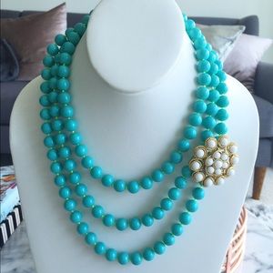 StellaDot Turquoise Bead Necklace &Paradise Brooch